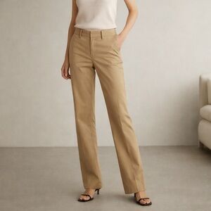Vince Khaki Stretch Cotton Bootcut Trouser | Made USA | Minimalist Luxury Size 2